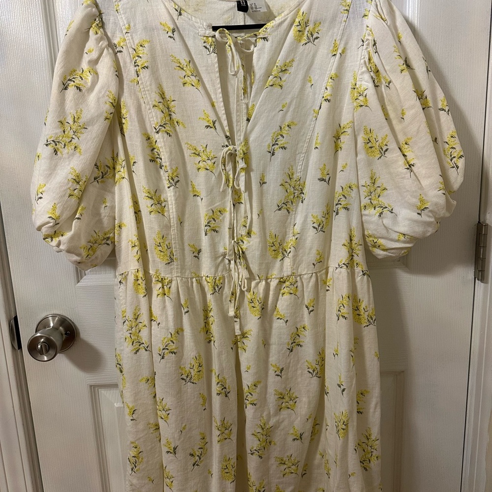 H&M Yellow & Cream Floral  Sleeve Dress